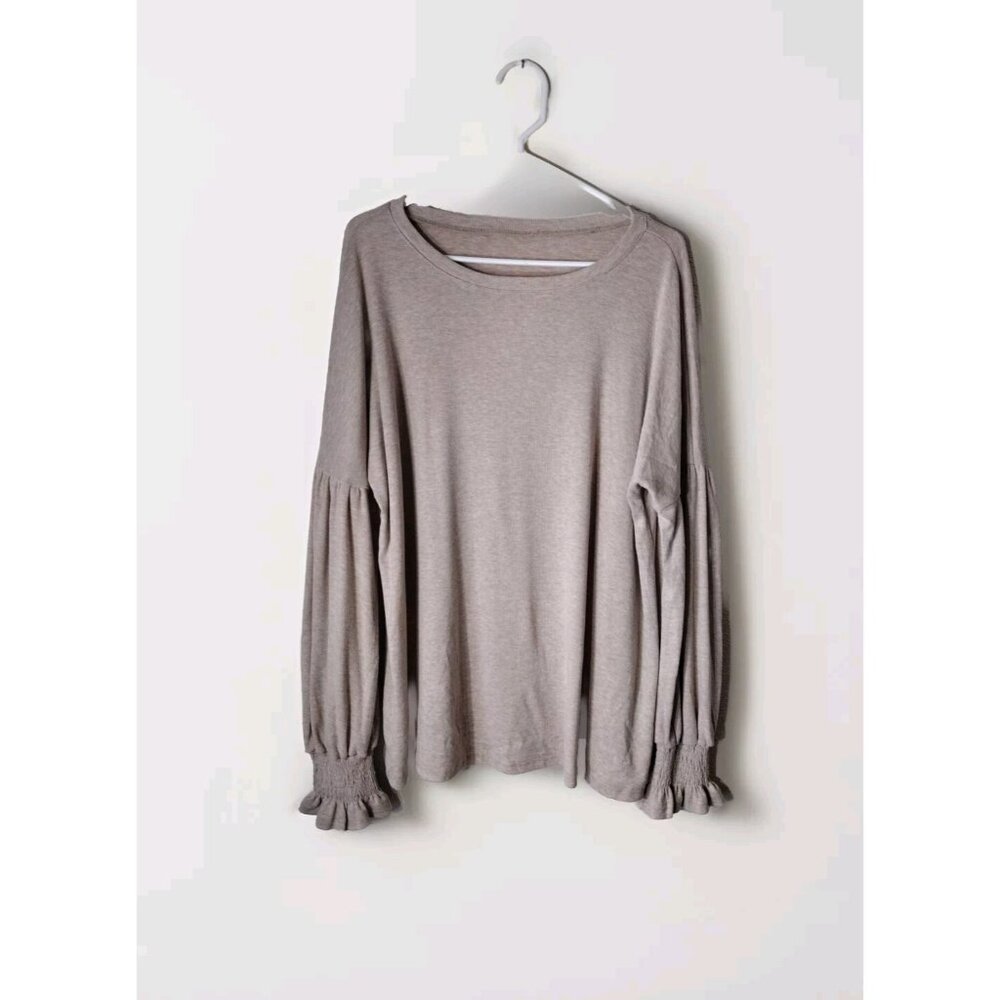 Womens Top XL Long Sleeve Elastic Cuff Tan Unbranded Knit